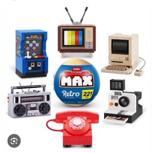6 New ZURU MAX Retro Building Bricks Set RADIO Phone ARCADE CAMERA Computer TV